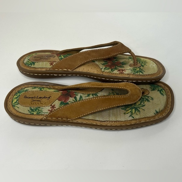 Brown's Landing Tropical Cushioned Thong Flip Flop Sandals Woman's Size 11 - Picture 1 of 6
